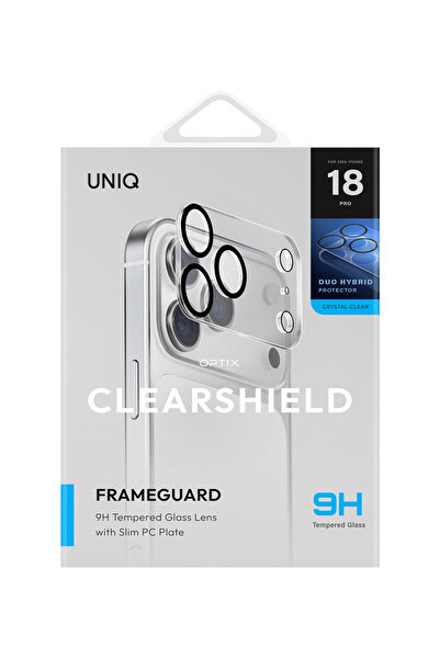 UNIQ Better By Design İPhone 18 Pro Kamera Lens ve Modül Koruyucu ClearShield FrameGuard Parma İzi Tutmayan Yüzey