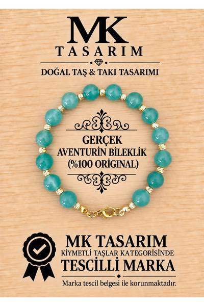 MK tasarım سوار من حجر الأفينتورين الأصلي MK.7000.877 - سوار للراحة والهدوء و...
