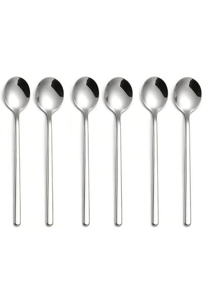 Sweet seven Stainless Steel Round Head Spoons, Set of 6 for Stirring and Serv...