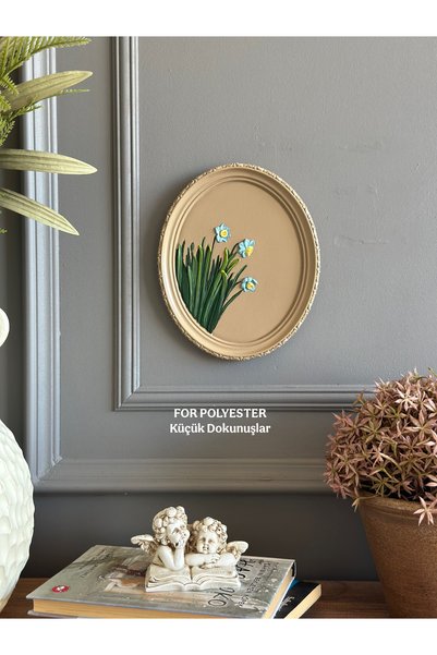 FOR POLYESTER Küçük Dokunuşlar Dekoratif Flowers Duvar Aksesuarı Oval Pano Bi...