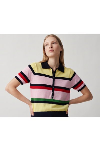 yeditepe fashion Multicolored Elite Short-Sleeved Knitwear