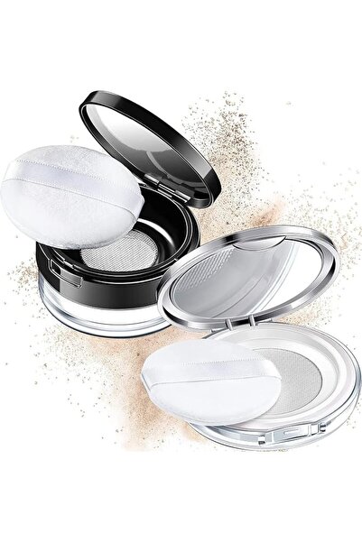 AZONEE Loose Powder Container with Puff, 2 Pieces 0.17/0.7 oz Reusable Plasti...