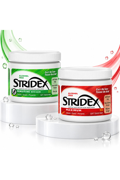 Stridex Salicylic Acid Acne Treatment Pads – Sensitive Skin and Maximum Stren...