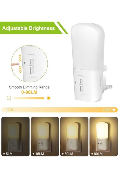 GENERAL LED Night Light Plug in 2 Pack, Dusk to Dawn Sensor, 0-80LM Dimmable