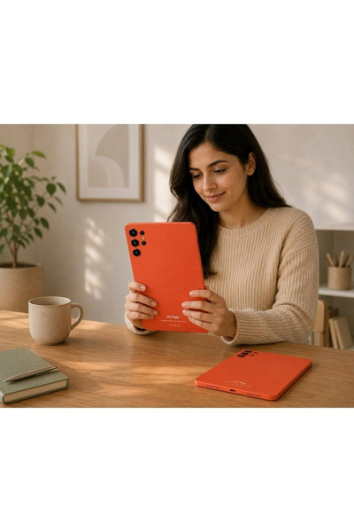 AİRTAB جهاز S26 Pro+ اللوحي بشاشة 10.1 بوصة يعمل بنظام Android 15 مع لوحة مفاتيح وماوس لاسلكيين وسماعة بلوتوث وبطارية 10000 مللي أمبير وكاميرا مزدوجة وواي فاي ولوحة مفاتيح عربية (برتقالي)