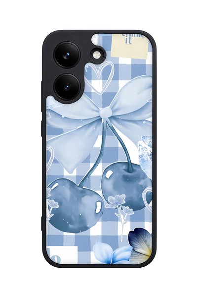 POCO X8 Pro Compatible Blue Cherry Patterned Camera Protected Shockproof Case