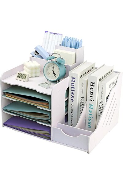 GENERAL 7-Compartment Letter Tray with Magazine Rack, Wooden Filing Tray for ...