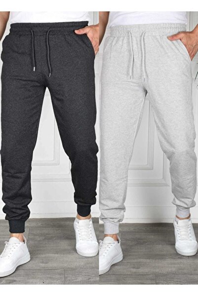 SURMARİ Set of 2 Unisex Regular Fit Ribbed Leg Black, Gray, Navy Blue, Anthra...