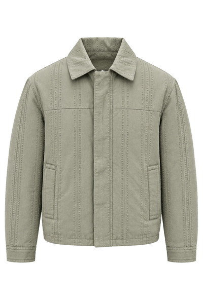 CIVILTIPOLO Men's Textured Jacket Classic Collar Zipper Snap Pocket Coat&Jacket