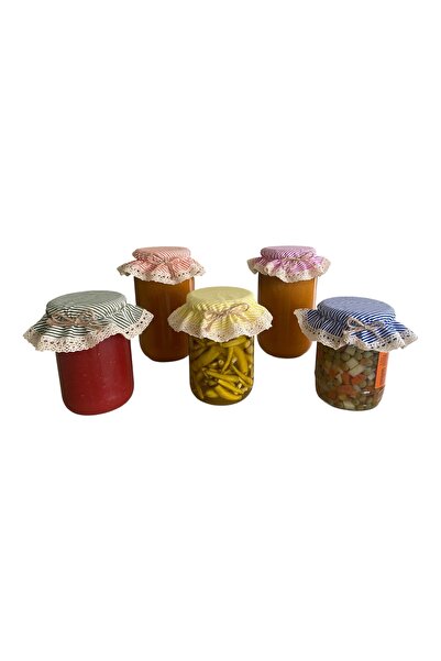 AdaEsintisi 5 Pieces of Self-Elastic Mixed Color Striped Jar Lid Caps/Covers