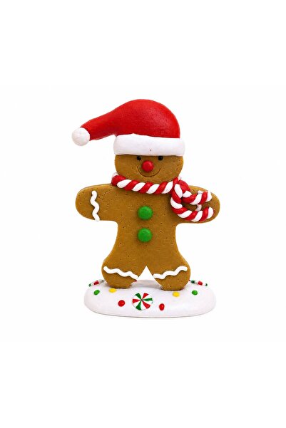 OEM Figurină decorativă de Crăciun – Turtă dulce cu căciuliță și fular