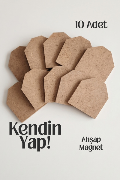 Nart Handicraft 10'lu Boyanabilir Ham MDF Magnet | Ahşap Boyama Etkinlik Ürün...