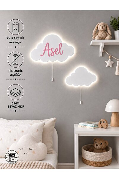Windly Concept 2’li Bulut Gece Lambası Çocuk Odası Bebek Odası Duvar Süsü