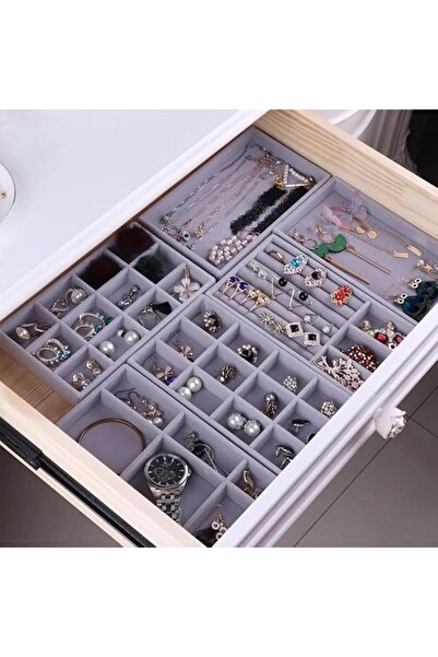 JOYZZZ Stackable Jewelry Organizer Trays, Set of 6 Velvet Jewelry Display Sto...