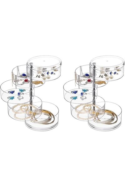 ALMEKAQUZ 2Pack 5-Layers Rotatable Jewelry Storage Organizer Box for Earrings...