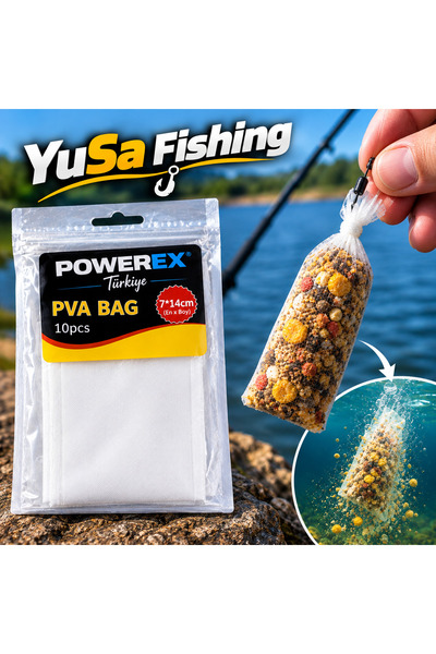 YuSa Fishing Powerex PVA Suda Eriyen Yemleme Poşeti 10 lu Paket