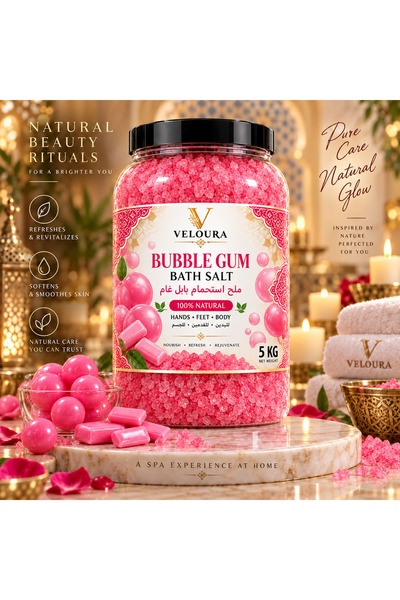 Veluora BUBBLE GUM SPA SALT 5KG – SWEET & REFRESHING BATH SALT FOR BODY & FOO...