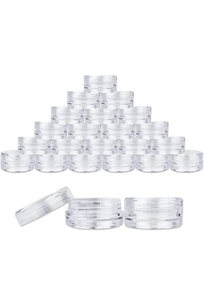 Beauticom 3g/3ml (0.1 Fl Oz) Round Clear Plastic Jars with Round Top Lids for...