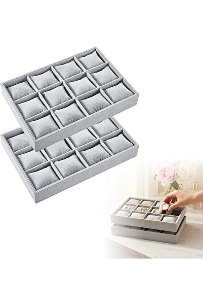 KASTWAVE Velvet Watch Display Tray, Adjustable Jewelry Organizer with Pillow,...