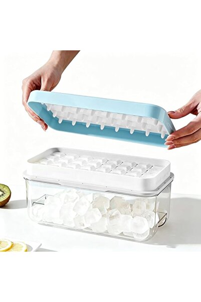 U-HOOME U HOOME Press Type Ice Cube Tray with Lid and Bin – Double Layer Stac...