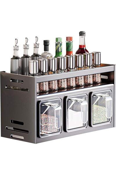 Yelajoy Kitchen Spice Rack Wall Mount Hanging Seasoning Box Over Stove Hangin...