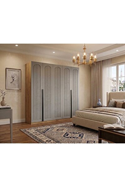 Dian Mobilya 5 Kapılı Gardolap 8 Raflı Komple MDF