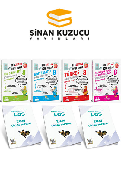 SİNAN KUZUCU YAYINLARI 8. Sınıf 2027 LGS MEB Böyle Sorar Fen Bilimleri Matematik Türkçe İnkılap Tarihi ve Atatürkçülük Soru Bankası + LGS 2023 2024 2025 Çıkmış Sorular Seti