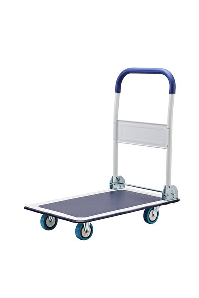 Lawazim Heavy Duty Foldable Push Cart Dolly - 150kg, 72.5x47.5x82cm, 360° Swi...