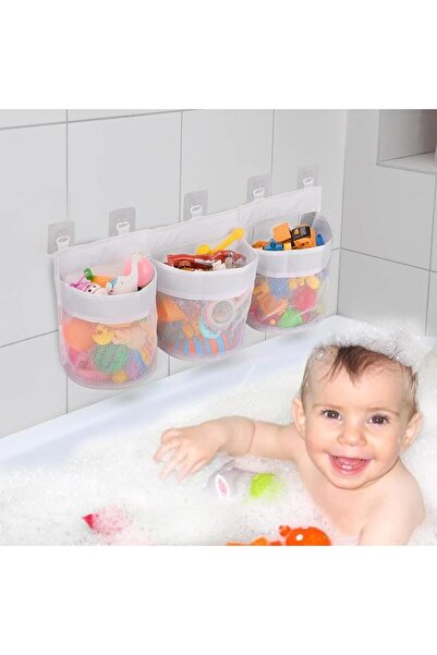 GENERAL Yala Joy Bathroom Toy Organizer, Mesh Bathtub Storage Bag with 3 Comp...