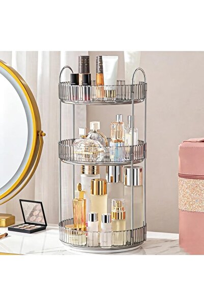 Beauenty 360° Rotating Makeup Organizer, 3-Tier Large Capacity Bathroom Count...