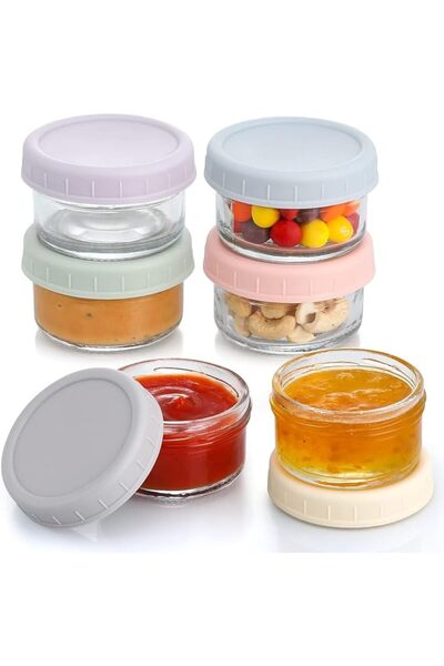 ALMEKAQUZ 6Pcs Salad Dressing Container, 2.7 oz Glass Small Condiment with Li...