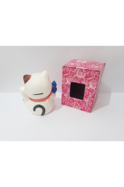 renkli çiçekler 17X15 cm Piggy Bank with Cat Figure for Kids Ceramic Piggy Bank Decoration for Home