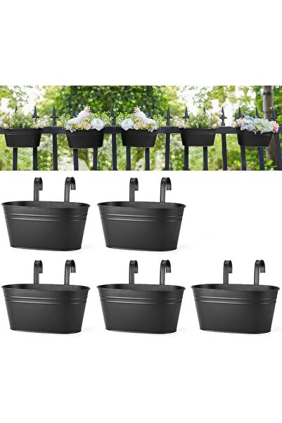 Dahey Metal Iron Hanging Flower Pots for Railing Fence Hanging Bucket Pots Co...
