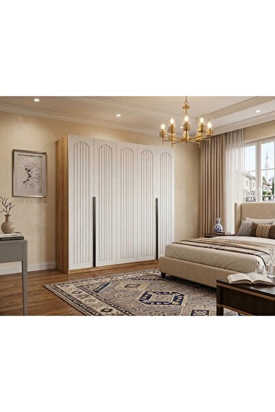 Dian Mobilya 5 Kapılı Gardolap 8 Raflı Komple MDF