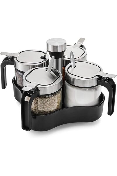 Hannea ® 4 in 1 Spice Containers for Kitchen Storage, 4Pcs Glass Seasoning Bo...