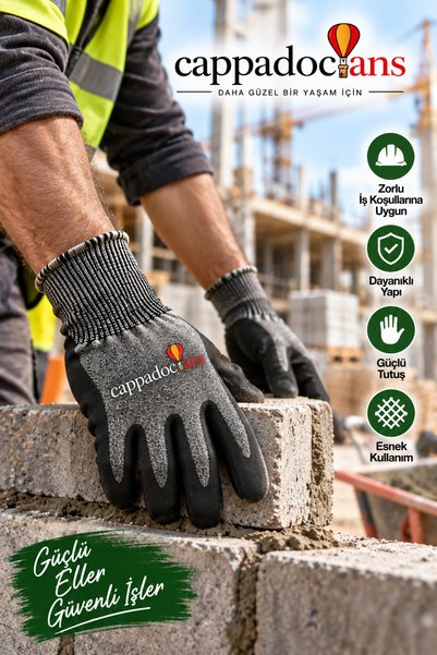 cappadocians Work & Labor Glove, Heavy Duty Work Glove, Latex Coated Non-Slip General Utility Glove Breathable Odorless Durable