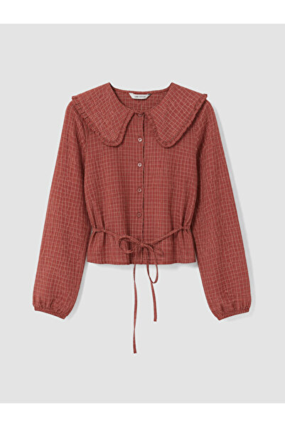 LC Waikiki Baby Collar Plaid Women's Shirt