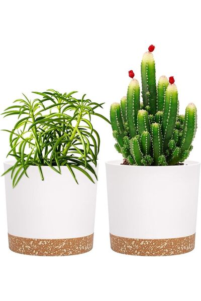 GENERAL QCQHDU Plant Pots Set of 2 Pack 5 inch,Planters for Indoor Plants wit...