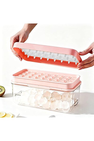 U-HOOME U HOOME Press Type Ice Cube Tray with Lid and Bin – Double Layer Stac...