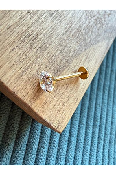 Yüksek Kalite G23 Titanium Pırlanta Modeli Dudak Piercingi Titanyum Piercing Taş 5mm