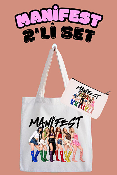 designedfy Manifest 2'li Paket Bez çanta ve Kalemlik Seti, Su Geçirmez Kumaş