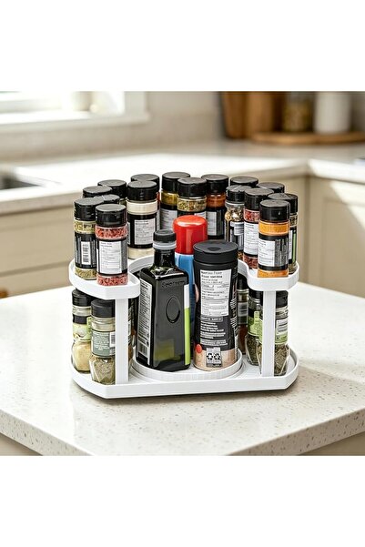 HQstrap Lazy Susan Spice Rack Turntable Organizer, 2-Tier Dual Spin with 360°...
