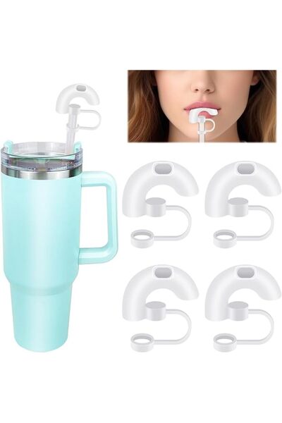 ALMEKAQUZ 4 Pack Anti Wrinkle Straw Cover Cap for Stanley Cup, Anti Lip Drink...