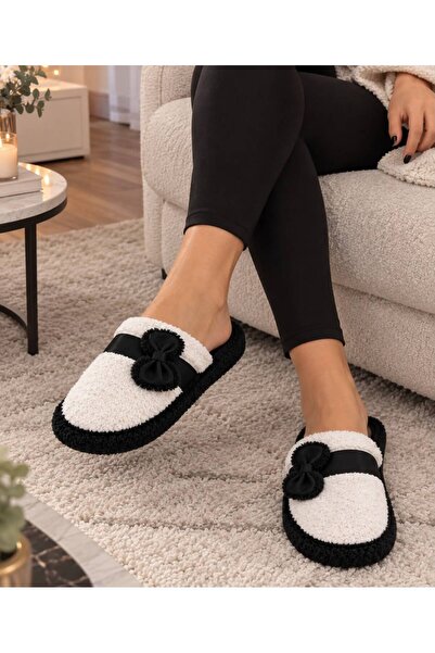 ModaTrendyy Bow-Tie Plush Furry Winter Women's Home Slippers Soft Sole Warm I...
