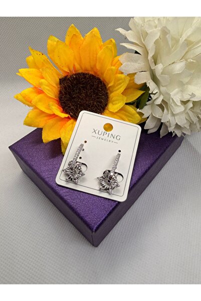 XUPING JEWELRY Zircon Stone Silver Color Snowflake Model Steel Earrings