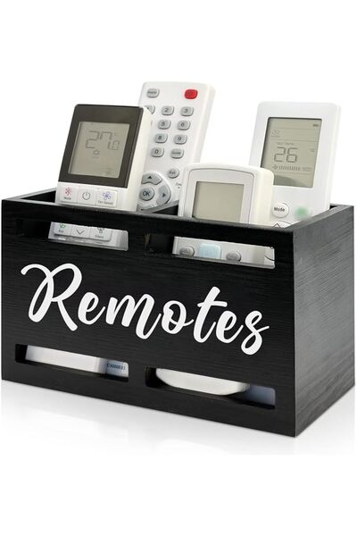 SYOSI Remote Control Holder for Wall Mount and Tabletop, Acacia Wood Media Ca...