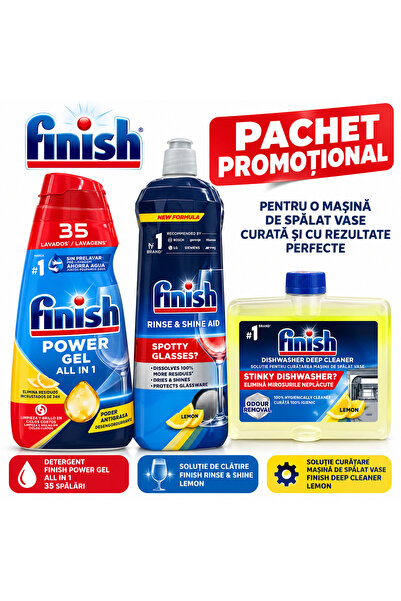 Finish Pachet Finish- detergent,solutie clatire si solutie curatare masina sp...