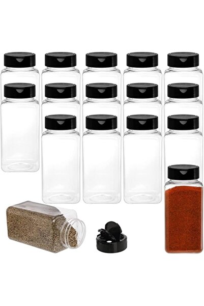 Generic 15 Pack Clear Plastic Spice Jars 17 oz (500 ml), Seasoning Organizer ...