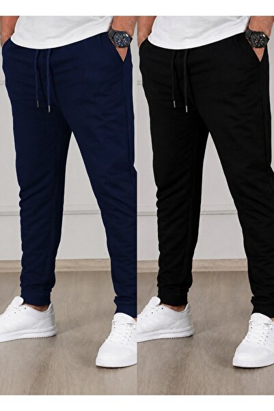 SURMARİ Set of 2 Unisex Regular Fit Ribbed Leg Black, Gray, Navy Blue, Anthra...