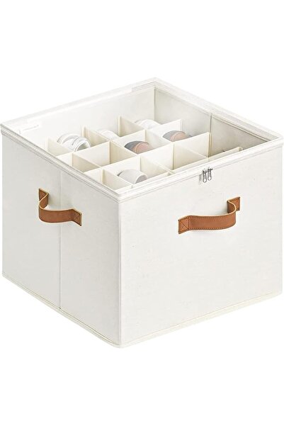 Paporich Fabric Shoe Storage Boxes with Clear Cover, Fits 8-16 Pairs